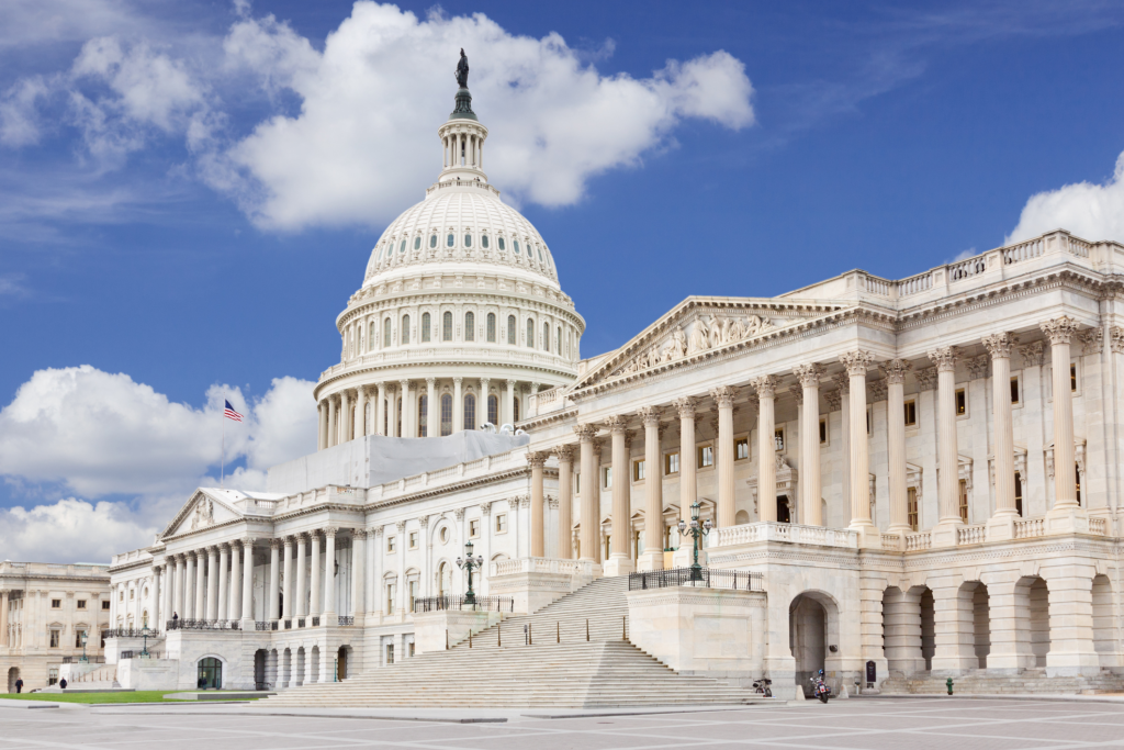 East facade of the US Capitol Building, Washington DC, USA.